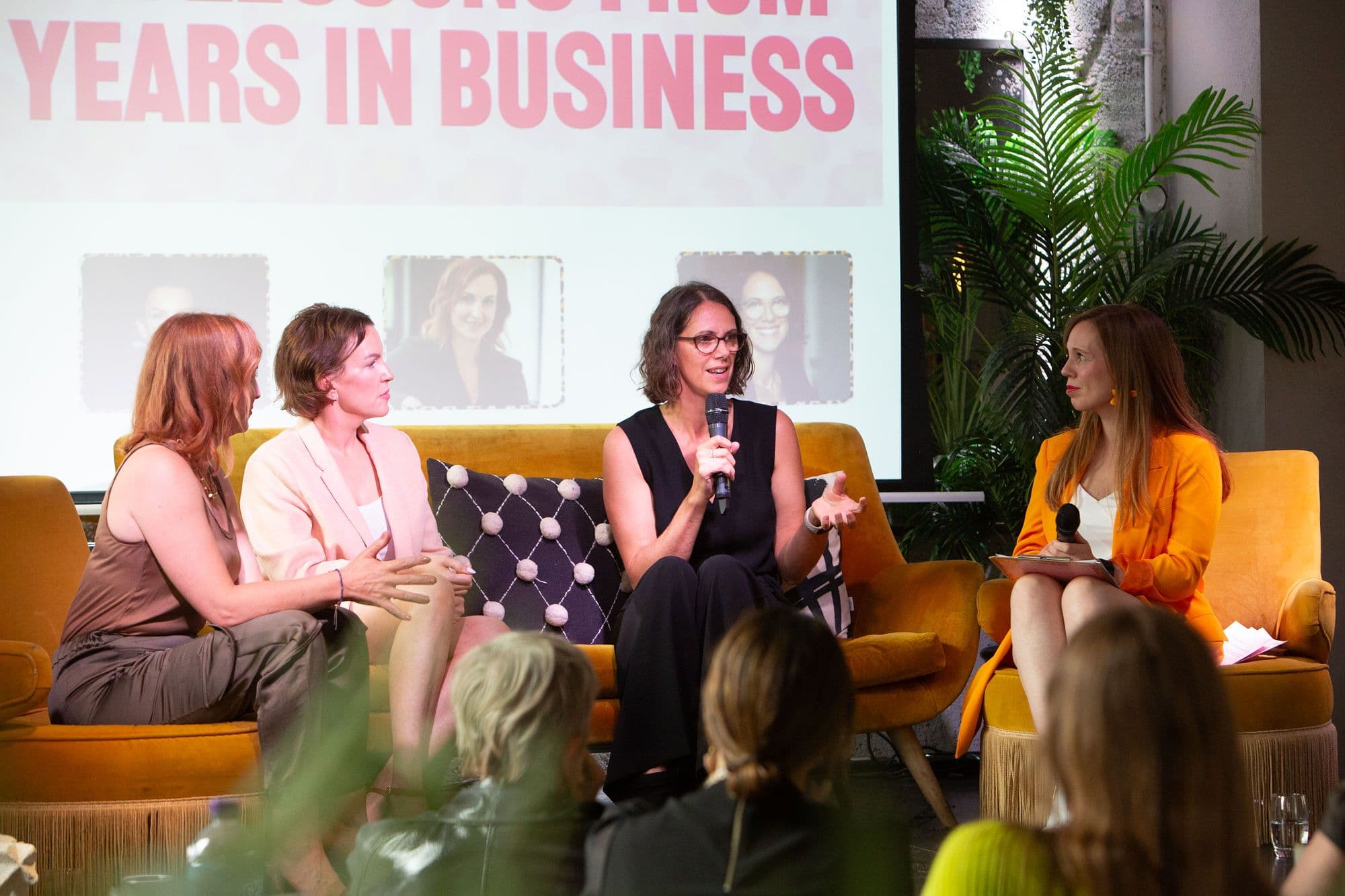 Sarah speaking on a panel